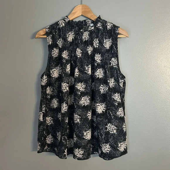 Joie Limited Edition Womens Baltic Print Sleeveless Top, L, Blouse, Gray, Blue - Picture 4 of 10